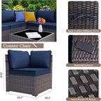 ALAULM 13-teiliges Gartenmöbel-Set, Lounge-Set aus Polyrattan für den Außenbereich, Sofa-Eckgruppe