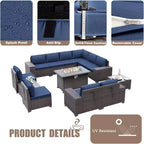 ALAULM 13-teiliges Gartenmöbel-Set, Lounge-Set aus Polyrattan für den Außenbereich, Sofa-Eckgruppe