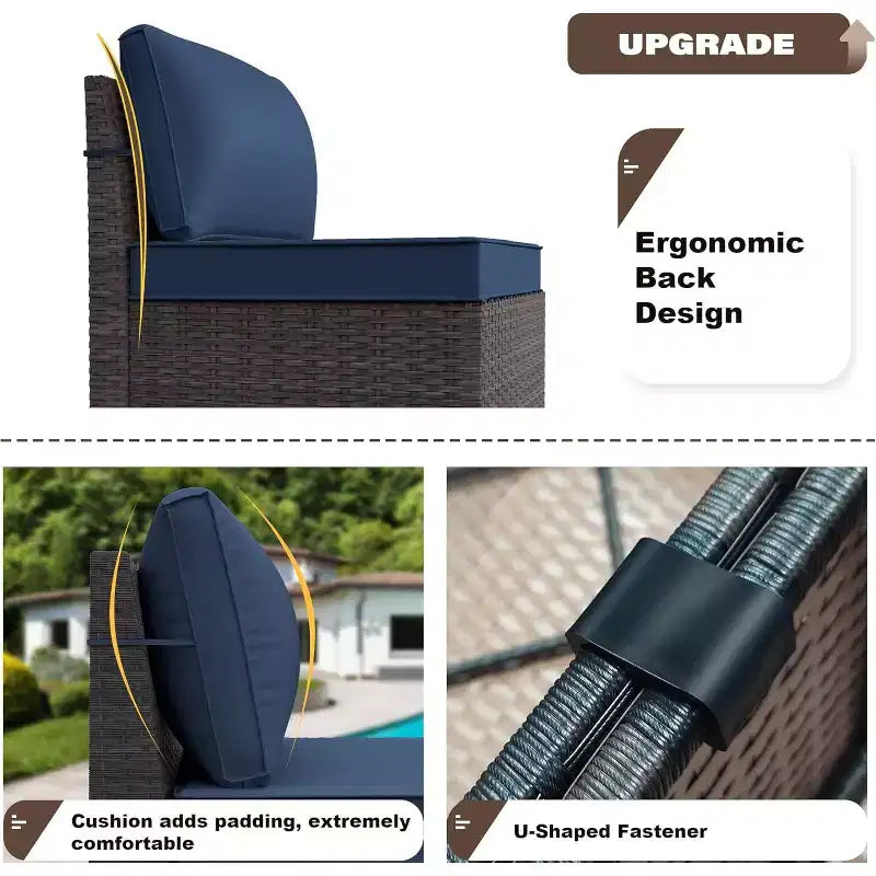 ALAULM 13-teiliges Gartenmöbel-Set, Lounge-Set aus Polyrattan für den Außenbereich, Sofa-Eckgruppe