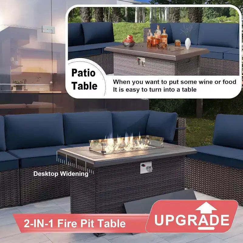 ALAULM 13-teiliges Gartenmöbel-Set, Lounge-Set aus Polyrattan für den Außenbereich, Sofa-Eckgruppe
