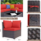 ALAULM 13-teiliges Gartenmöbel-Set, Lounge-Set aus Polyrattan für den Außenbereich, Sofa-Eckgruppe