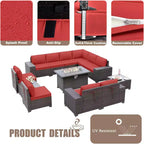 ALAULM 13-teiliges Gartenmöbel-Set, Lounge-Set aus Polyrattan für den Außenbereich, Sofa-Eckgruppe