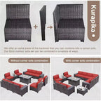 ALAULM 13-teiliges Gartenmöbel-Set, Lounge-Set aus Polyrattan für den Außenbereich, Sofa-Eckgruppe