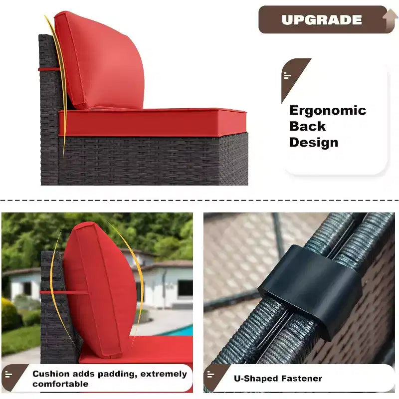 ALAULM 13-teiliges Gartenmöbel-Set, Lounge-Set aus Polyrattan für den Außenbereich, Sofa-Eckgruppe