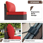 ALAULM 13-teiliges Gartenmöbel-Set, Lounge-Set aus Polyrattan für den Außenbereich, Sofa-Eckgruppe