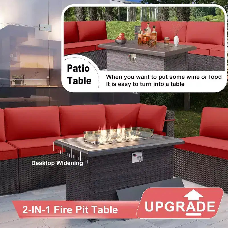 ALAULM 13-teiliges Gartenmöbel-Set, Lounge-Set aus Polyrattan für den Außenbereich, Sofa-Eckgruppe