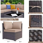 ALAULM 13-teiliges Gartenmöbel-Set, Lounge-Set aus Polyrattan für den Außenbereich, Sofa-Eckgruppe