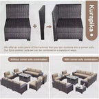 ALAULM 13-teiliges Gartenmöbel-Set, Lounge-Set aus Polyrattan für den Außenbereich, Sofa-Eckgruppe