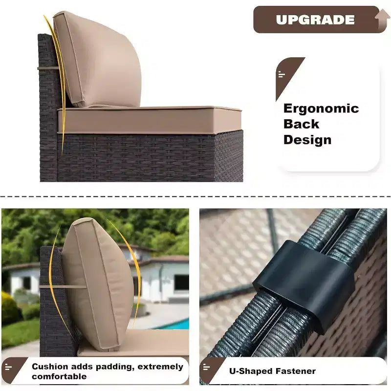 ALAULM 13-teiliges Gartenmöbel-Set, Lounge-Set aus Polyrattan für den Außenbereich, Sofa-Eckgruppe
