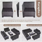 ALAULM 13-teiliges Gartenmöbel-Set, Lounge-Set aus Polyrattan für den Außenbereich, Sofa-Eckgruppe