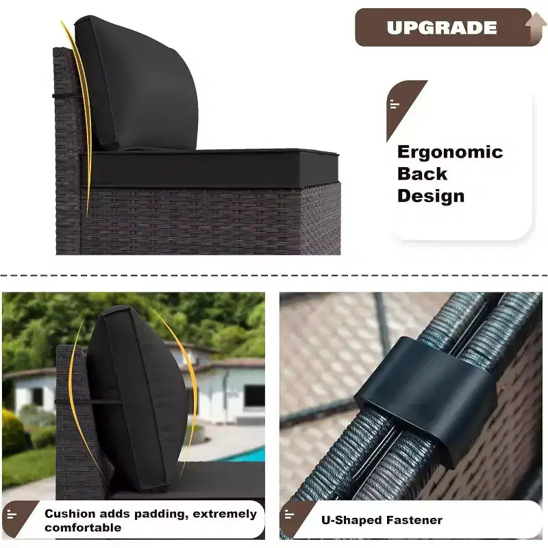 ALAULM 13-teiliges Gartenmöbel-Set, Lounge-Set aus Polyrattan für den Außenbereich, Sofa-Eckgruppe