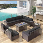 ALAULM 13 Pieces Patio Furniture Set, Rattan Wicker Outdoor Conversation Sets, Furniture Sectional Sofa Set
