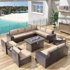 ALAULM 13-teiliges Gartenmöbel-Set, Lounge-Set aus Polyrattan für den Außenbereich, Sofa-Eckgruppe