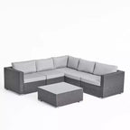Christopher Knight Home Julie Outdoor Loungemöbel-Set aus Polyrattan, 5-teilig mit Kissen