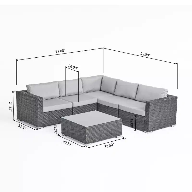 Christopher Knight Home Julie Outdoor Loungemöbel-Set aus Polyrattan, 5-teilig mit Kissen