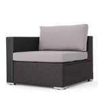 Christopher Knight Home Julie Outdoor Loungemöbel-Set aus Polyrattan, 5-teilig mit Kissen