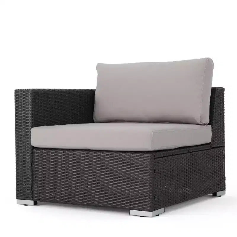 Christopher Knight Home Julie Outdoor Loungemöbel-Set aus Polyrattan, 5-teilig mit Kissen