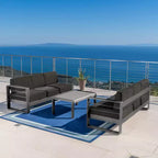 Christopher Knight Home Tiffany Outdoor Modern 6 Seater Aluminum Frame Sofa Set with Coffee Table