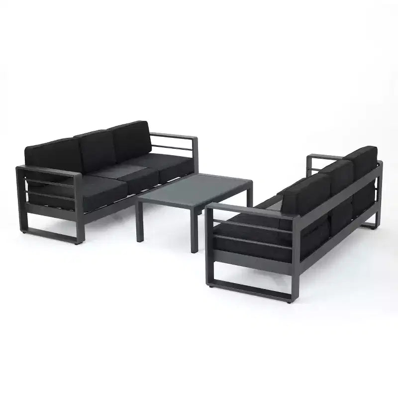 Christopher Knight Home Tiffany Outdoor Modernes 6-Sitzer-Sofaset mit Aluminiumrahmen und Couchtisch
