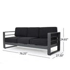 Christopher Knight Home Tiffany Outdoor Modernes 6-Sitzer-Sofaset mit Aluminiumrahmen und Couchtisch