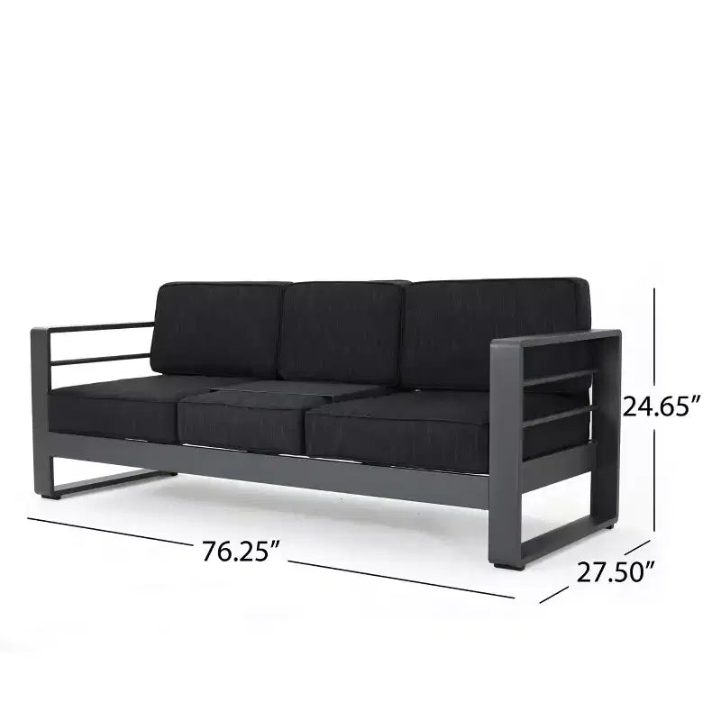 Christopher Knight Home Tiffany Outdoor Modernes 6-Sitzer-Sofaset mit Aluminiumrahmen und Couchtisch