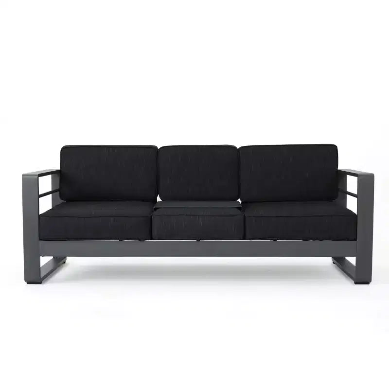 Christopher Knight Home Tiffany Outdoor Modernes 6-Sitzer-Sofaset mit Aluminiumrahmen und Couchtisch