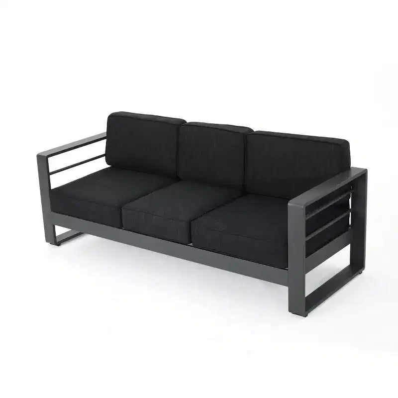 Christopher Knight Home Tiffany Outdoor Modernes 6-Sitzer-Sofaset mit Aluminiumrahmen und Couchtisch
