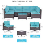 ALAULM Gartenmöbel 7-teiliges Outdoor-Sofa-Set aus PE-Rattan, braunes Geflecht, Garten-Konversationsset