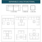 ALAULM Gartenmöbel 7-teiliges Outdoor-Sofa-Set aus PE-Rattan, braunes Geflecht, Garten-Konversationsset