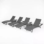 Christopher Knight Home Calvin 6-teiliges Loungeset für den Außenbereich aus Rattan und Eisen mit verstellbaren Chaiselongues und Klapptischen