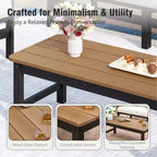 Allwetter-Gartenmöbel-Set aus HDPE für den Außenbereich mit beigen Kissen und Couchtisch