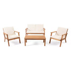 GDFStudio Avacyn Outdoor 4-Sitzer Chat-Set aus Akazienholz mit wasserabweisenden Kissen