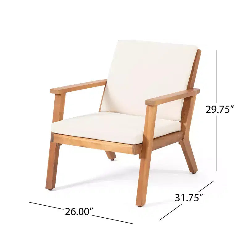 GDFStudio Avacyn Outdoor 4-Sitzer Chat-Set aus Akazienholz mit wasserabweisenden Kissen