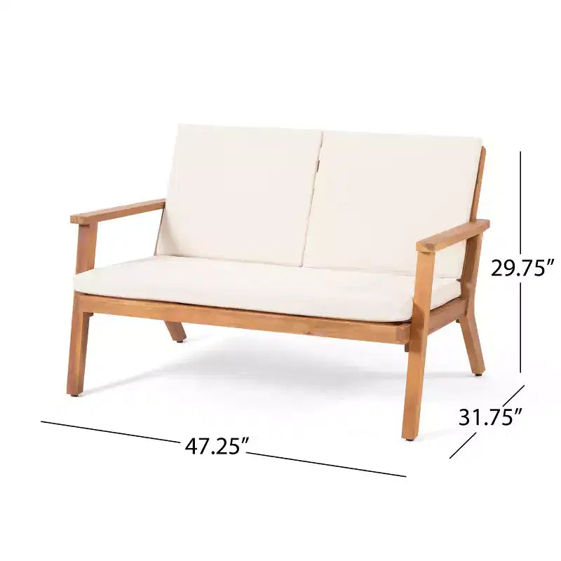 GDFStudio Avacyn Outdoor 4-Sitzer Chat-Set aus Akazienholz mit wasserabweisenden Kissen