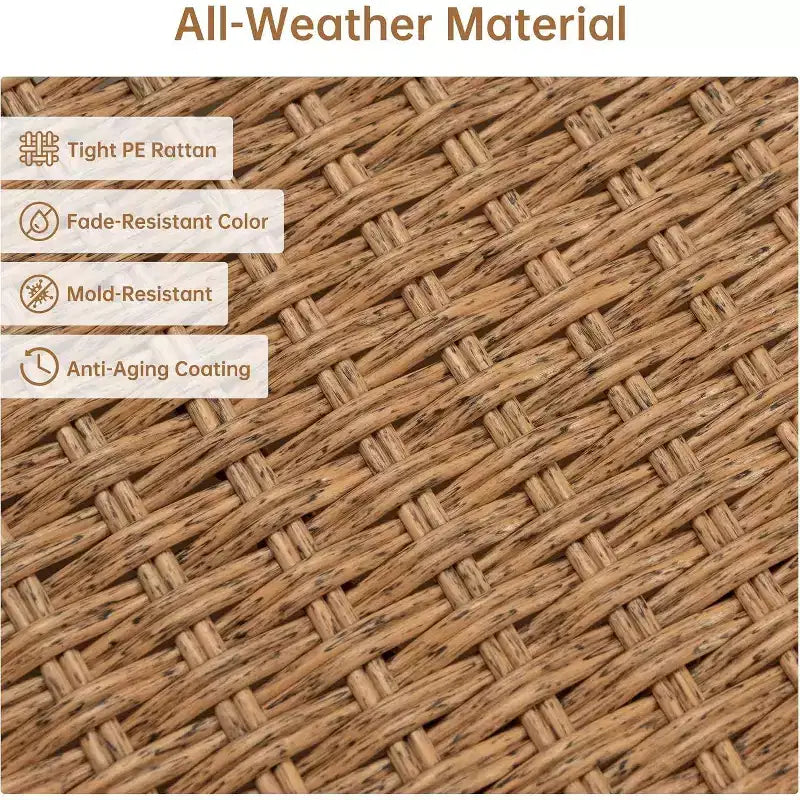 Real Relax 6-teilige Outdoor-Sitzgruppe aus Polyrattan, Boho Terrassenmöbel-Set mit HDPE-Tisch und wasserabweisenden dicken Kissen, Beige