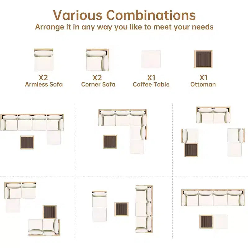 Real Relax 6-teilige Outdoor-Sitzgruppe aus Polyrattan, Boho Terrassenmöbel-Set mit HDPE-Tisch und wasserabweisenden dicken Kissen, Beige