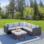 Christopher Knight Home Santa Rosa Outdoor 9 Piece V-Shape Wicker and Aluminum Sectional Sofa Set with Cushions