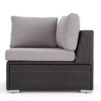 Christopher Knight Home Santa Rosa Outdoor 9-teiliges V-förmiges Rattan- und Aluminium-Ecksofa-Set mit Kissen