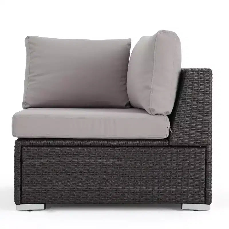 Christopher Knight Home Santa Rosa Outdoor 9-teiliges V-förmiges Rattan- und Aluminium-Ecksofa-Set mit Kissen