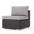 Christopher Knight Home Santa Rosa Outdoor 9-teiliges V-förmiges Rattan- und Aluminium-Ecksofa-Set mit Kissen