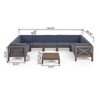 Christopher Knight Home Dominic 8-teiliges Outdoor U-förmiges Sektional-Sitzset aus Akazienholz mit Kissen