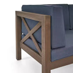 Christopher Knight Home Dominic 8-teiliges Outdoor U-förmiges Sektional-Sitzset aus Akazienholz mit Kissen