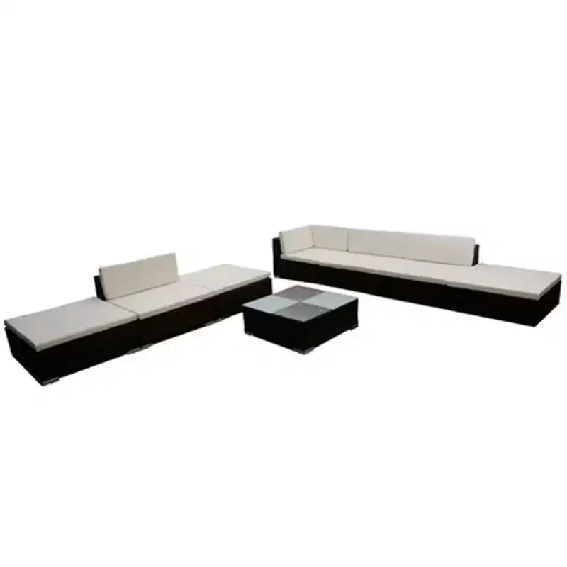 vidaXL 8-teiliges Loungeset für den Außenbereich mit Kissen Polyrattan Braun