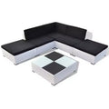 vidaXL 6 Piece Patio Lounge Set with Cushions Poly Rattan White