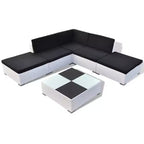 vidaXL 6 Piece Patio Lounge Set with Cushions Poly Rattan White