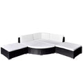 vidaXL 6 Piece Patio Lounge Set with Cushions Poly Rattan Black