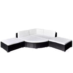 vidaXL 6 Piece Patio Lounge Set with Cushions Poly Rattan Black