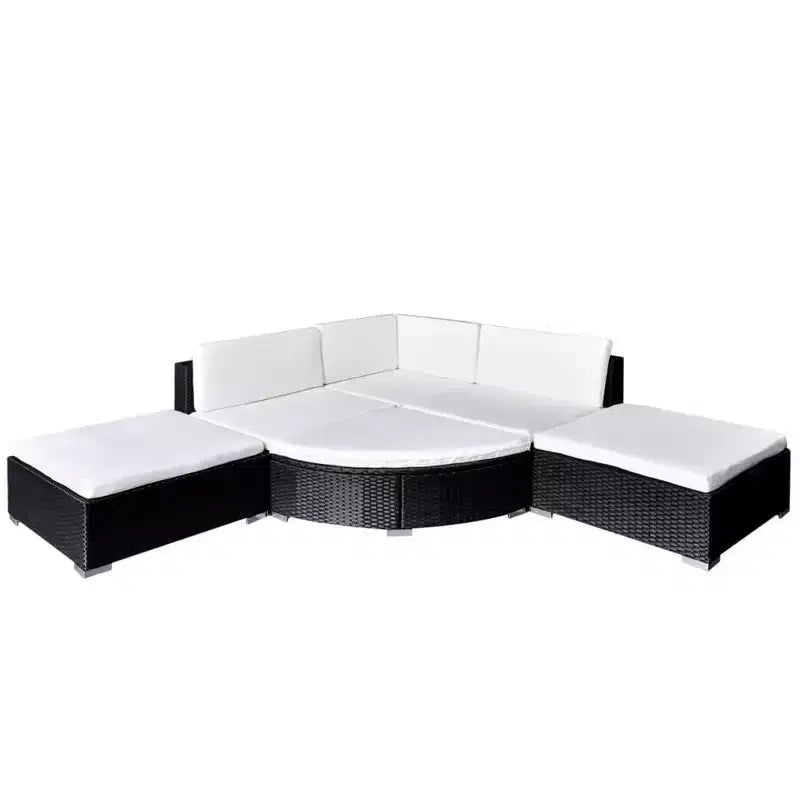 vidaXL 6 Piece Patio Lounge Set with Cushions Poly Rattan Black