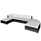 vidaXL 6-teiliges Balkon-Lounge-Set mit Kissen Polyrattan Schwarz