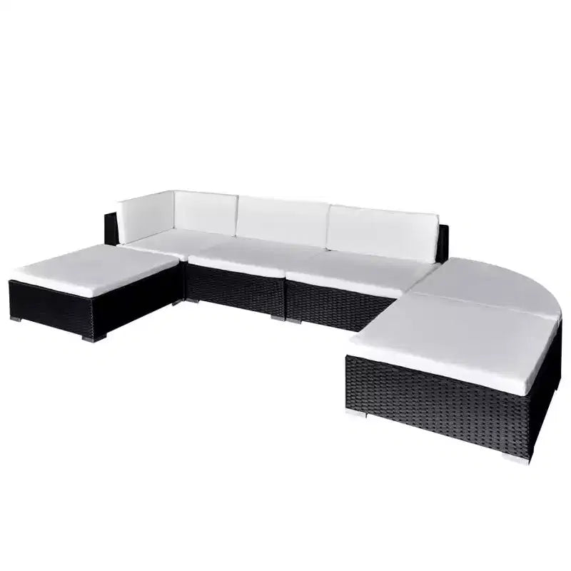 vidaXL 6-teiliges Balkon-Lounge-Set mit Kissen Polyrattan Schwarz